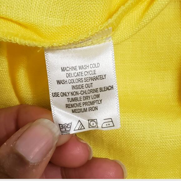 JL Studio 100% Linen Daisy Yellow Snap Button Tunic Shirt Womens 26W Lagen Beach - Picture 8 of 13
